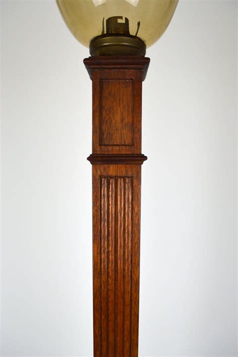 Art Deco French Carved Wooden Torchiere Floor Lamp, 1930s for sale at Pamono