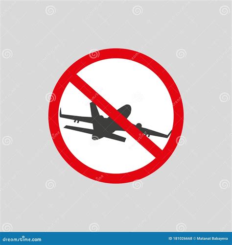 No Airplane Sign. Plane Symbol. Travel Icon. Flight Flat Label. Red ...