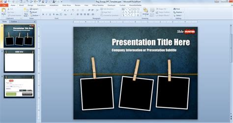 Free Widescreen Peg Grunge PowerPoint Template (16:9) - Free PowerPoint Templates - SlideHunter.com