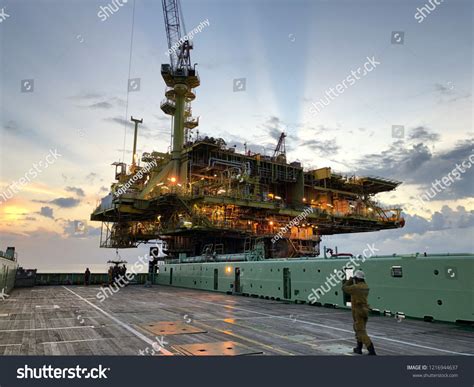 Offshore Oil Rig Platform Sunset Sunrise Stock Photo (Edit Now ...