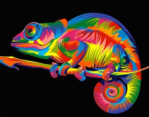 Rainbow Chameleon From Artventura - Paint by Numbers - Kits - Casa Cenina