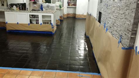 Before/after - black epoxy coating on saltillo floors | Saltillo tile floor, Saltillo tile, Saltillo