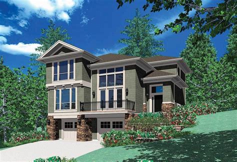 Plan 6924AM: For a Front-Sloping Lot | Contemporary house plans, Modern style house plans ...