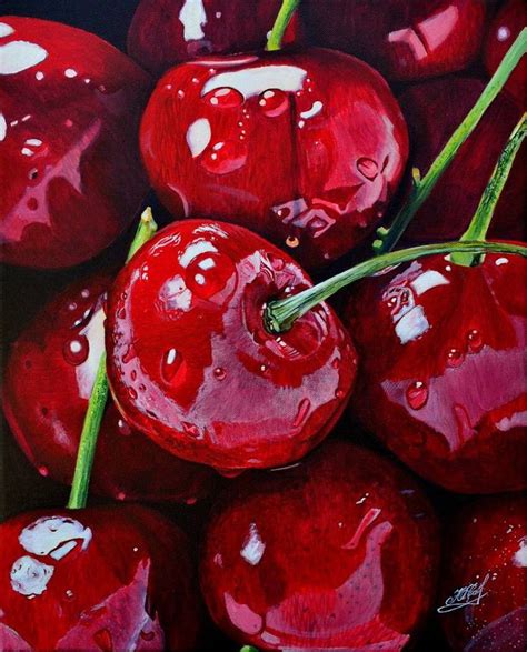 Cherry Painting by Yulia Savelyshkina | Food art painting, Cherries painting, Prismacolor art