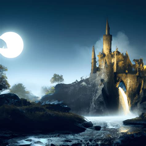 Gothic Castle at Night · Creative Fabrica