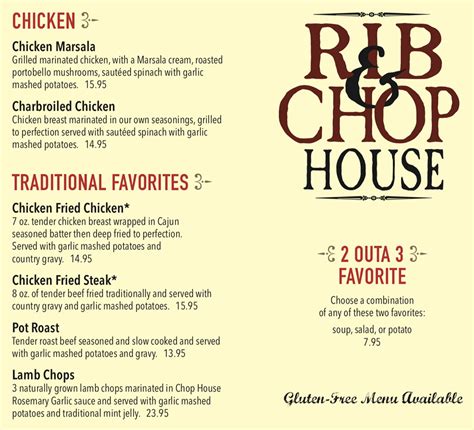 Rib And Chop House menu - SLC menu