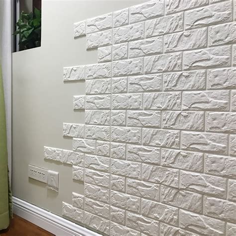 30" x 27" White Brick 3D Wall Panels Peel and Stick Wallpaper for Living Room Bedroom Background ...