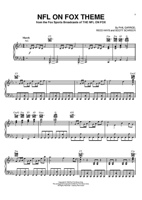 NFL On Fox Theme" Sheet Music by Phil Garrod for Piano - Sheet Music Now