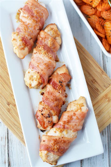 Bacon Wrapped Chicken Tenders With Brown Sugar Garlic Glaze