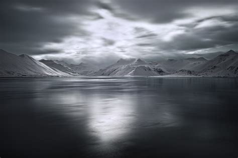 Download Mountain Black & White Nature Lake HD Wallpaper