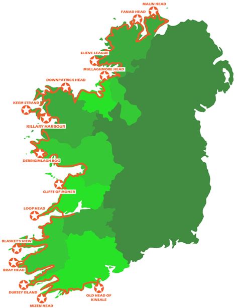 Wild Atlantic Way Ireland Map and Guide – Tours, Sights, Accommodation and Route Information