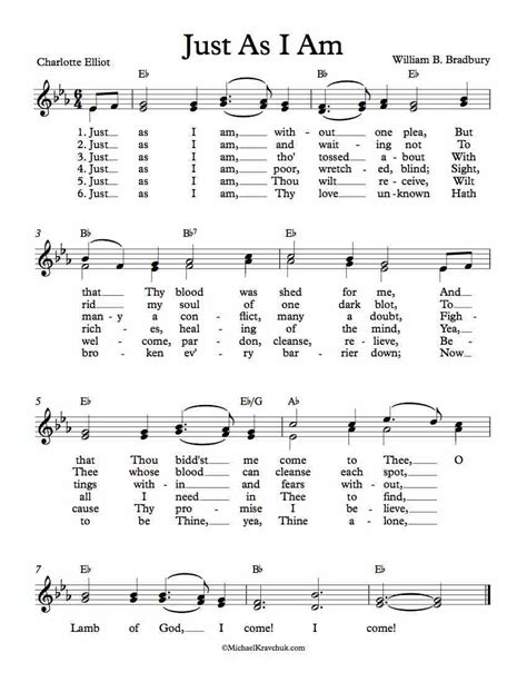 Free Lead Sheet – Just As I Am – Michael Kravchuk