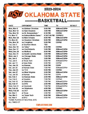 2023-2024 College Basketball Schedules - Big 12