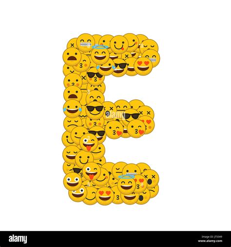 Emoji smiley characters capital letter E Stock Photo - Alamy