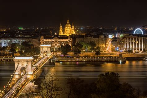 Download City Building Night River Budapest Hungary Bridge Man Made ...