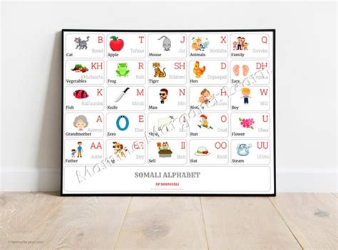 SOMALI Alphabet CHART With Words and English Translations - Etsy Singapore