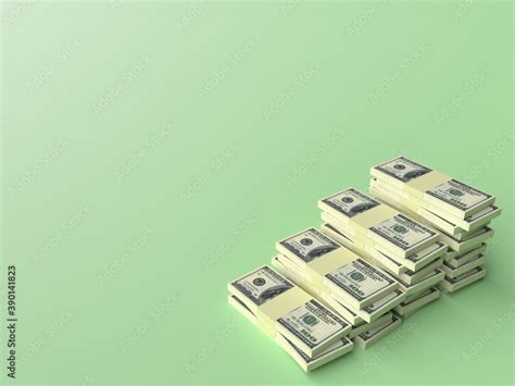 Big money stacks from dollars on blank green background Stock Photo | Adobe Stock