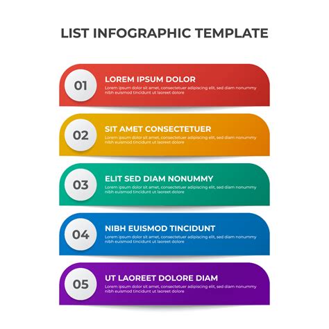 5 poinst, bullet, list diagram, infographic element template vector ...