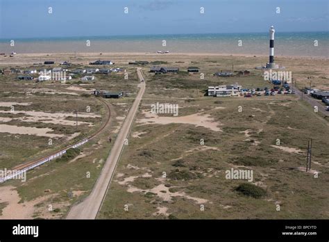 aerial view dungeness beach shrub roads lighthouse Stock Photo - Alamy