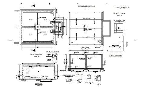 Reservoir drawings detail plan and section dwg file t - Cadbull