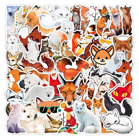 Buy Acekar Fox Stickers| 50 PCS | Vinyl Waterproof Stickers for Laptop ...