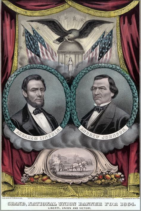 24"x36" Gallery Poster, president abraham lincoln reelection 1864 election andrew johnson ...