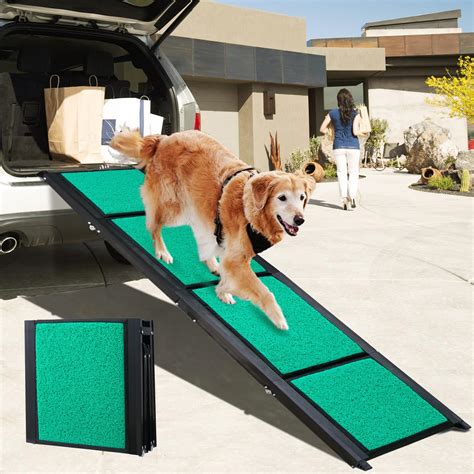 67"L Extra Long Dog Car Ramps, Folding Pet Ramp with Non-slip Carpet Surface, 17" Wide Dog Ramp ...