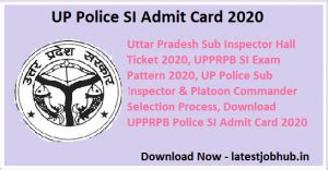 UP Police SI Admit Card 2021- Sub Inspector Exam Hall Ticket