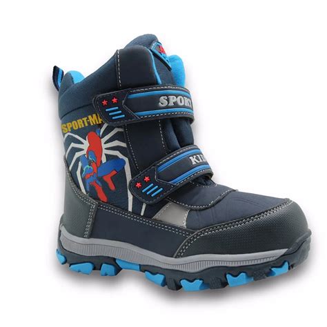 Apakowa mid calf bungee lacing kids snow boots waterproof boys boots ...