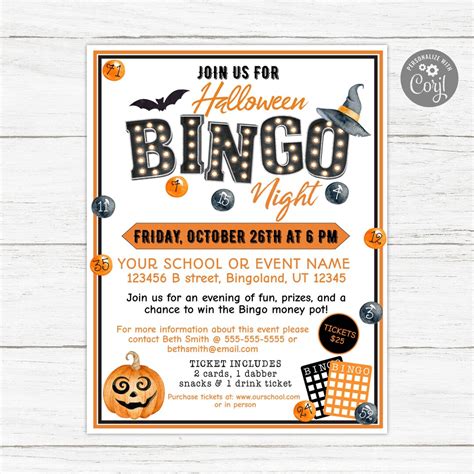 Bingo Night Flyer, Bingo Fundraiser Flyer, Bingo Invitation, School ...