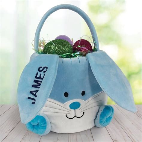 Embroidered Personalized Easter Bunny Basket, Personalized Easter ...