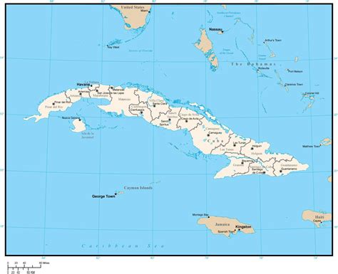 Cuba Map with Provinces and Capitals in Adobe Illustrator Format