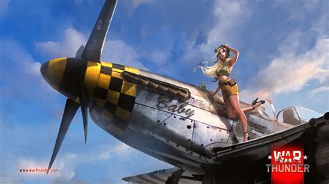 War Thunder Nose Art Blonde Mechanic Drawing WWII World War Airplane ...