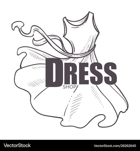 Dress shop logo with flared apparel in flowy Vector Image