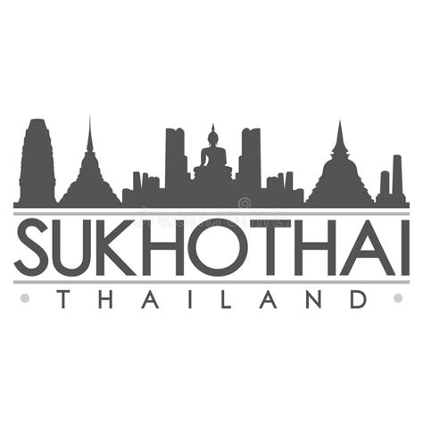 Sukhothai Thailand Asia Silhouette Icon Vector Art Flat Shadow Design Skyline City Silhouette ...