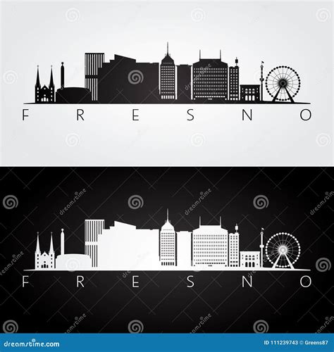 Fresno Usa Skyline And Landmarks Silhouette Cartoon Vector ...