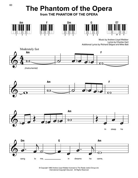 Andrew Lloyd Webber "The Phantom Of The Opera" Sheet Music Notes | Download Printable PDF Score ...