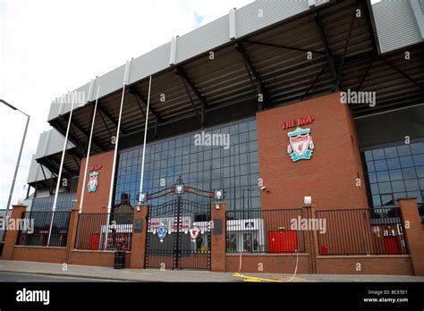 the kop end of the outside of anfield road football stadium home of ...