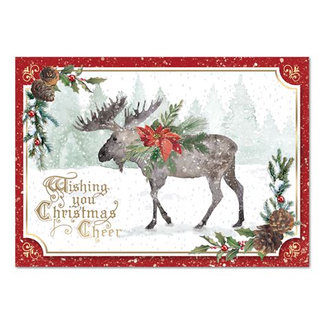 Holiday Christmas Moose Boxed Holiday Cards - Punch Studio