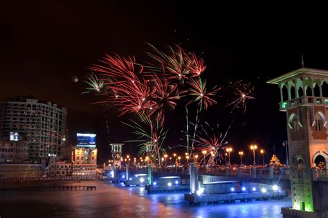 Fireworks over the night sky in Alexandria, Egypt image - Free stock ...