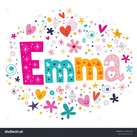 Emma-Frau mit Namen dekorative Schrift Design: Stock-Vektorgrafik ...