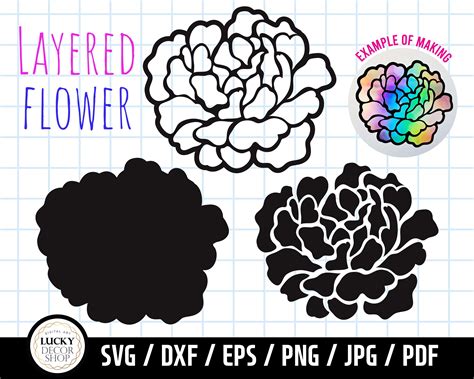 Layered Flower SVG Flower Svg Floral Svg Flower Clipart - Etsy