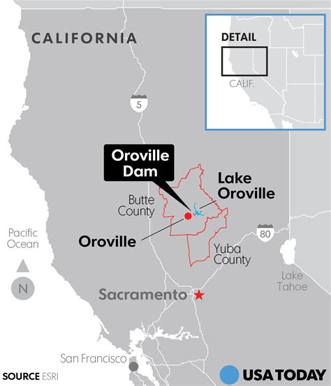 Map: Where is the Oroville Dam, flood zone?