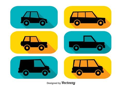 Cars Long Shadow Icons 103485 Vector Art at Vecteezy