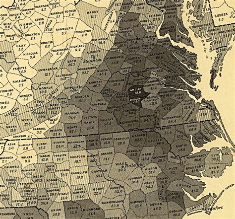 1860 Slave Population Southern US Census Map and similar items