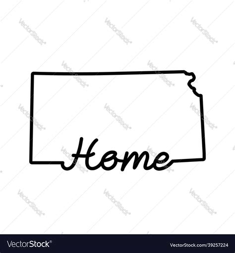 Kansas us state outline map with the handwritten Vector Image