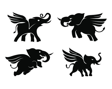 Elephant flying logo design concept template,Flying Elephant,Fantastic animal, Elephant with ...