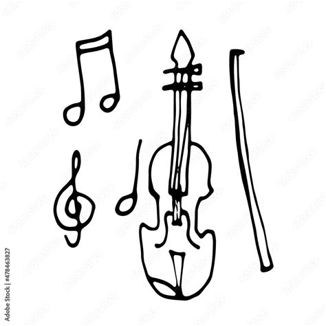 Violin and musical notes. Treble clef. Vector illustration Stock Vector ...