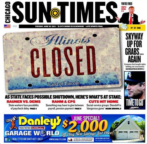 Newspaper Chicago Sun-Times (USA). Newspapers in USA. Tuesday's edition, June 30 of 2015. Kiosko.net