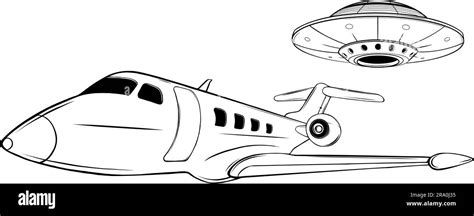 Airplane sketch black and white vector illustration Stock Vector Image ...